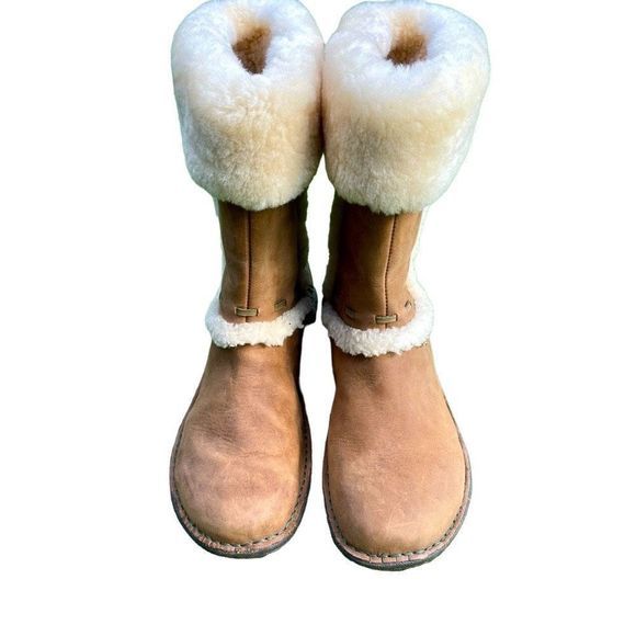 UGG Elijo Chestnut Leather & Shearling Boots — SZ 8 EXCELLENT CONDITION‎ - Picture 3 of 12